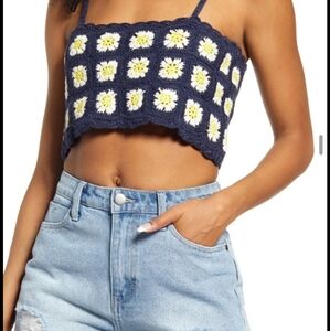 Nordstrom Navy Blazer Daisy Top
